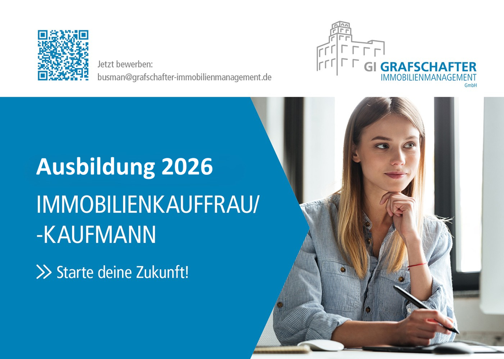 Stellenanzeige: Ausbildung 2026 Immobilienkauffrau/-kaufmann bei GI Grafschafter Immobilienmanagement GmbH