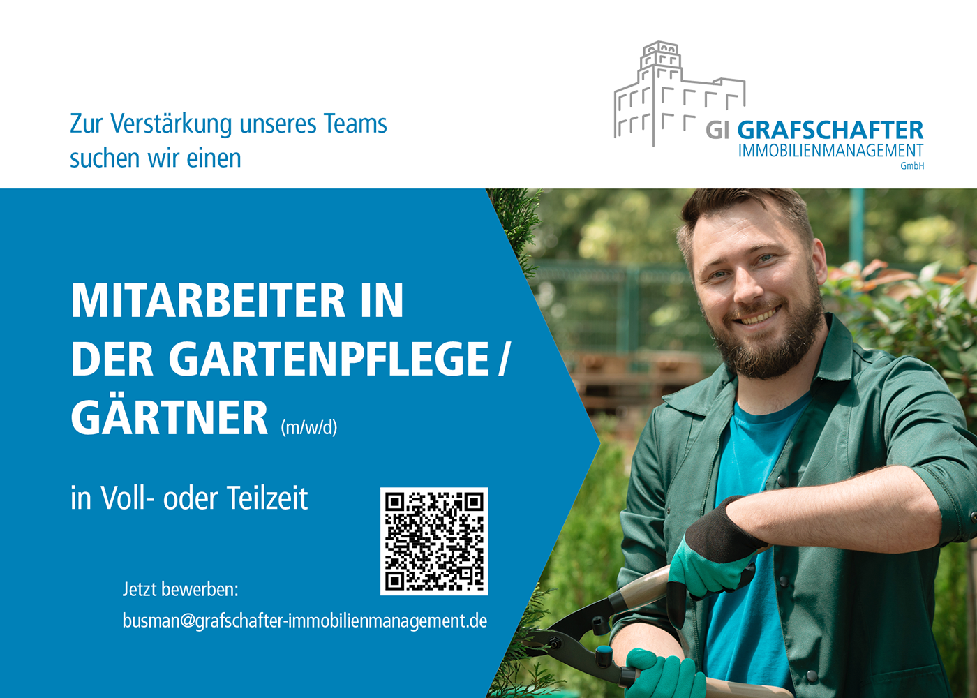 Stellenanzeige: Mitarbeiter in der Gartenpflege / G&auml;rtner (m/w/d) bei GI Grafschafter Immobilienmanagement GmbH
